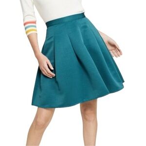 Sz M ModCloth Ethereal Expression Pleated Lined Teal Skirt